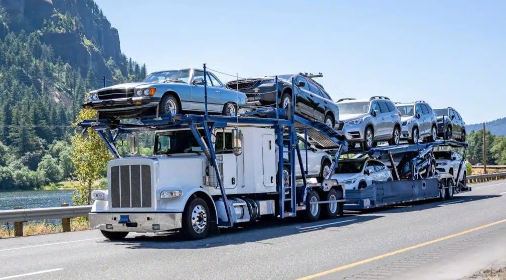 Big Bear auto transport carrier on the highway